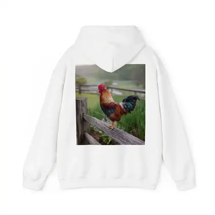 Rooster Perched On Wooden Fence Farm