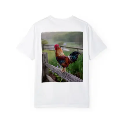 Rooster Perched On Wooden Fence Farm