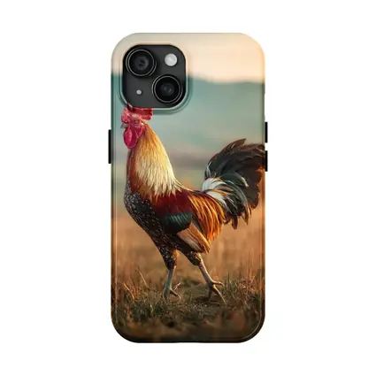 Rooster Standing in Golden Field Landscape