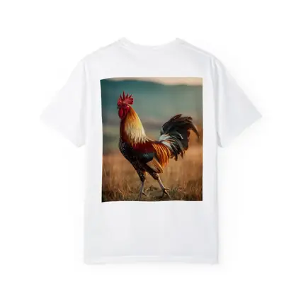 Rooster Standing in Golden Field Landscape