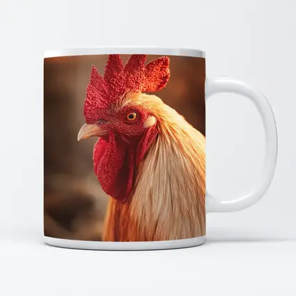 Golden Rooster Portrait Warm Bokeh Background