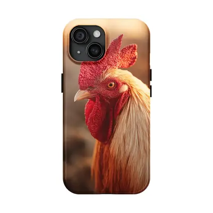 Golden Rooster Portrait Warm Bokeh Background