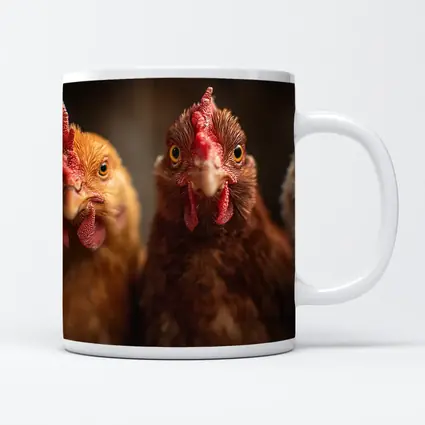 Three Chickens Close Up Farm Portrait