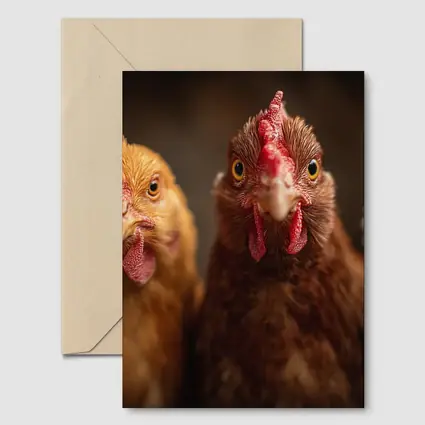 Three Chickens Close Up Farm Portrait
