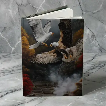 Bald Eagle And Dove Fight Autumn Cliffs