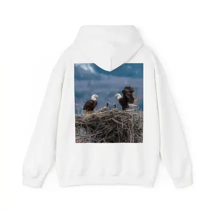 Bald Eagles Nesting With Mountain Background