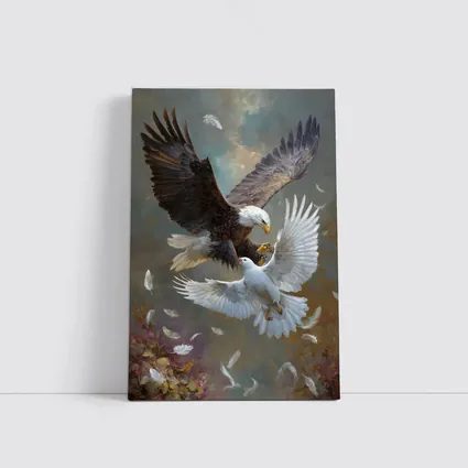Bald Eagle and White Dove Flying Together