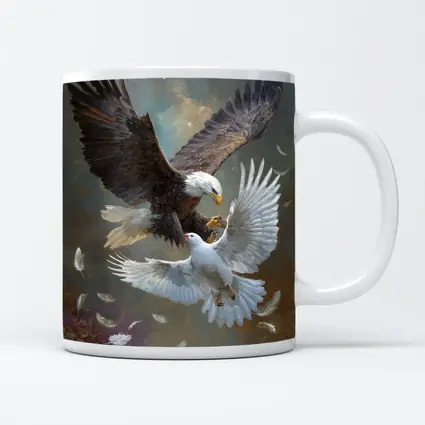 Bald Eagle and White Dove Flying Together