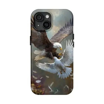 Bald Eagle and White Dove Flying Together
