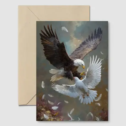 Bald Eagle and White Dove Flying Together