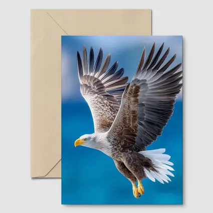 Bald Eagle Flying Over Blue Sky