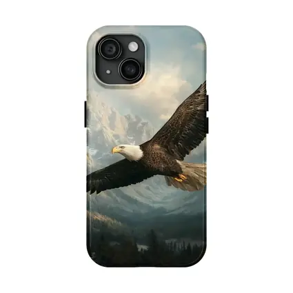 Bald Eagle Flying Over Mountain Landscape