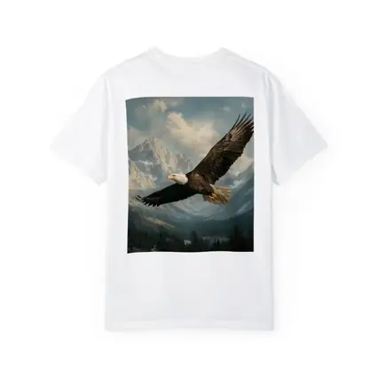 Bald Eagle Flying Over Mountain Landscape