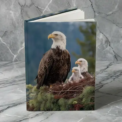 Bald Eagles Family Nest Snowy Mountain Forest