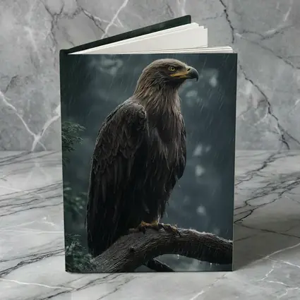 Eagle Perched On Branch In Heavy Rain