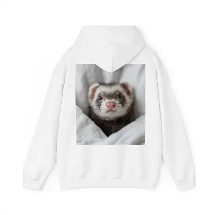 Ferret Peeking Out From White Blanket