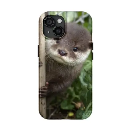 Baby Otter Peeking Through Wooden Fence