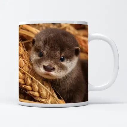 Baby Otter Pup Among Golden Wheat Stalks