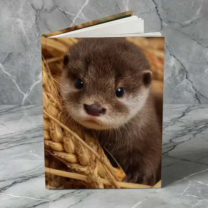 Baby Otter Pup Among Golden Wheat Stalks