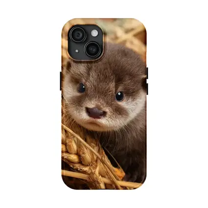 Baby Otter Pup Among Golden Wheat Stalks