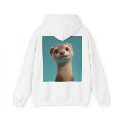 Cute Ferret Portrait Teal Blue Background