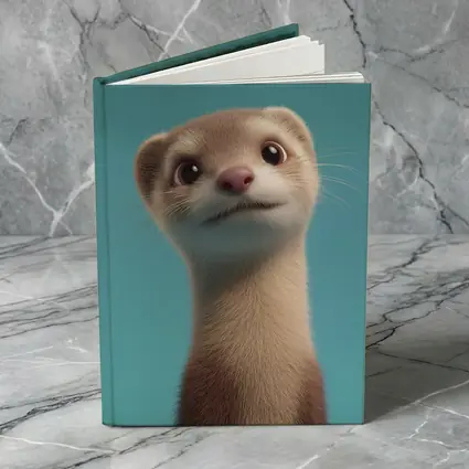 Cute Ferret Portrait Teal Blue Background
