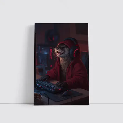 Otter Gamer Red Hoodie Gaming Setup