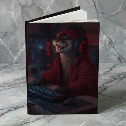 Otter Gamer Red Hoodie Gaming Setup