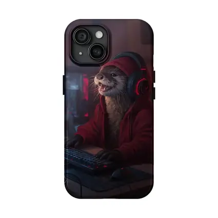 Otter Gamer Red Hoodie Gaming Setup