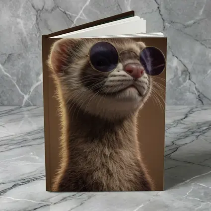 Cool Ferret Wearing Sunglasses Brown Background