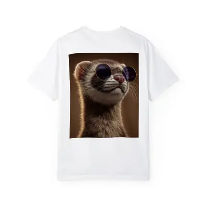 Cool Ferret Wearing Sunglasses Brown Background