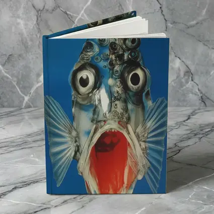 Surreal Fish Wide Open Mouth Blue Background