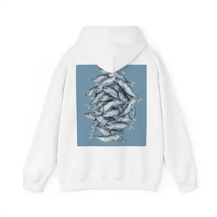 School of Sardines Blue Illustrated Fish Art