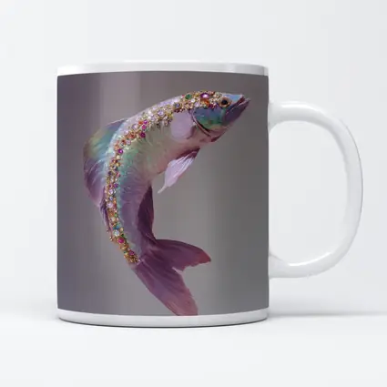 Jeweled Fish Leaping Purple Gray Background