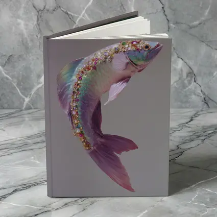 Jeweled Fish Leaping Purple Gray Background