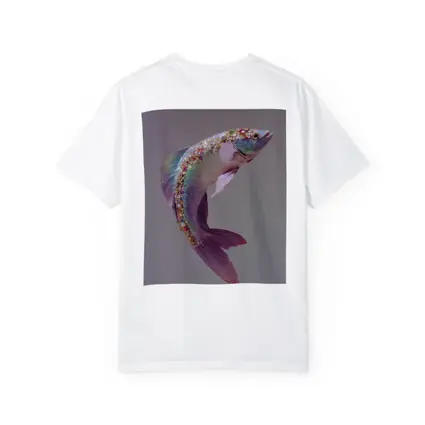 Jeweled Fish Leaping Purple Gray Background