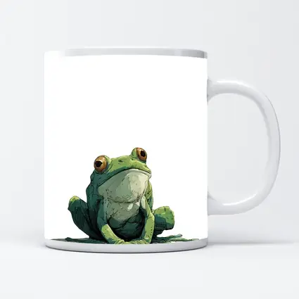 Green Tree Frog Sitting White Background Illustration