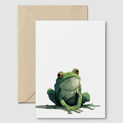 Green Tree Frog Sitting White Background Illustration