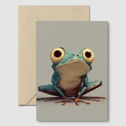 Cartoon Blue Tree Frog Gray Background