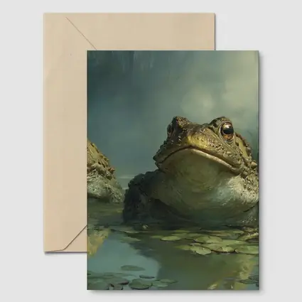 Three Toads Resting In Misty Swamp
