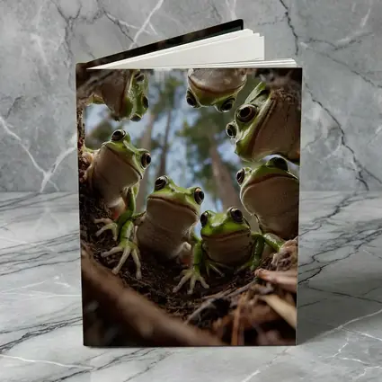 Green Tree Frogs Looking Up Forest