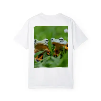 Two Tree Frogs Sitting in Green Grass