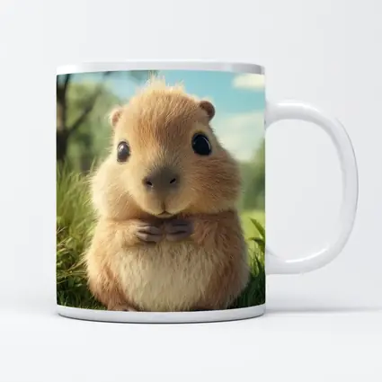 Cute Guinea Pig With Paper Airplane Outdoors