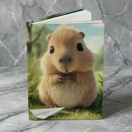 Cute Guinea Pig With Paper Airplane Outdoors