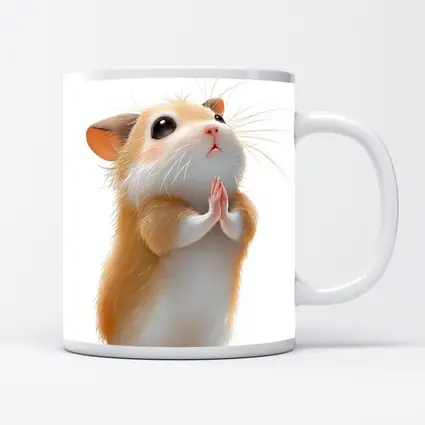 Praying Hamster Cute Animal White Background