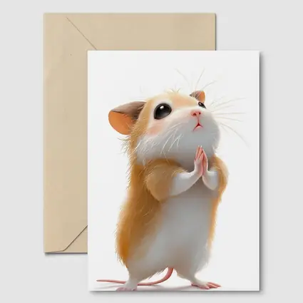 Praying Hamster Cute Animal White Background
