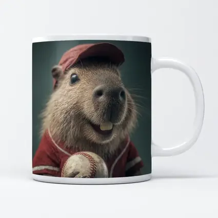 Capybara Baseball Player Wearing Red Uniform