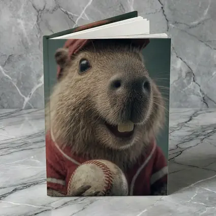 Capybara Baseball Player Wearing Red Uniform