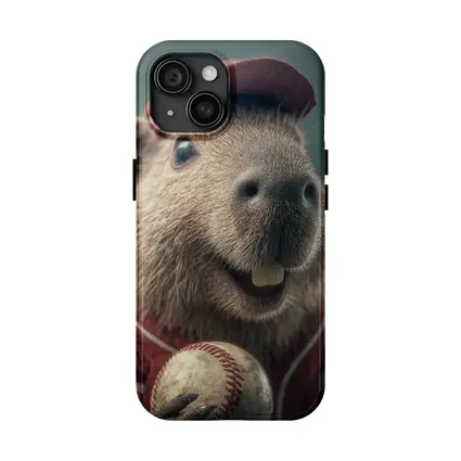 Capybara Baseball Player Wearing Red Uniform