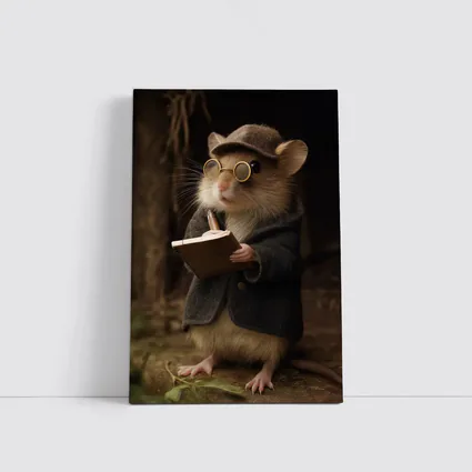 Scholarly Mouse With Book Dark Forest